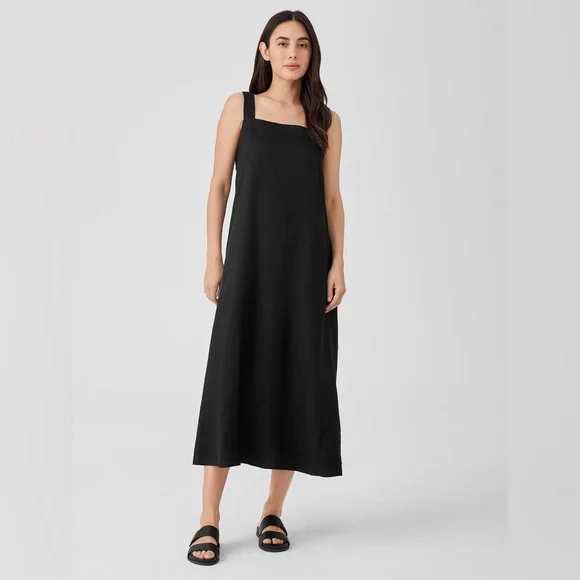 Rare Vintage Linen Square Neck Slip Dress - Picture 1 of 7